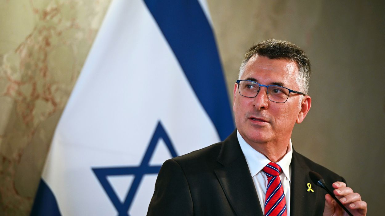 El ministro de Exteriores de Israel, Gideon Saar, durante una comparecencia. EP.