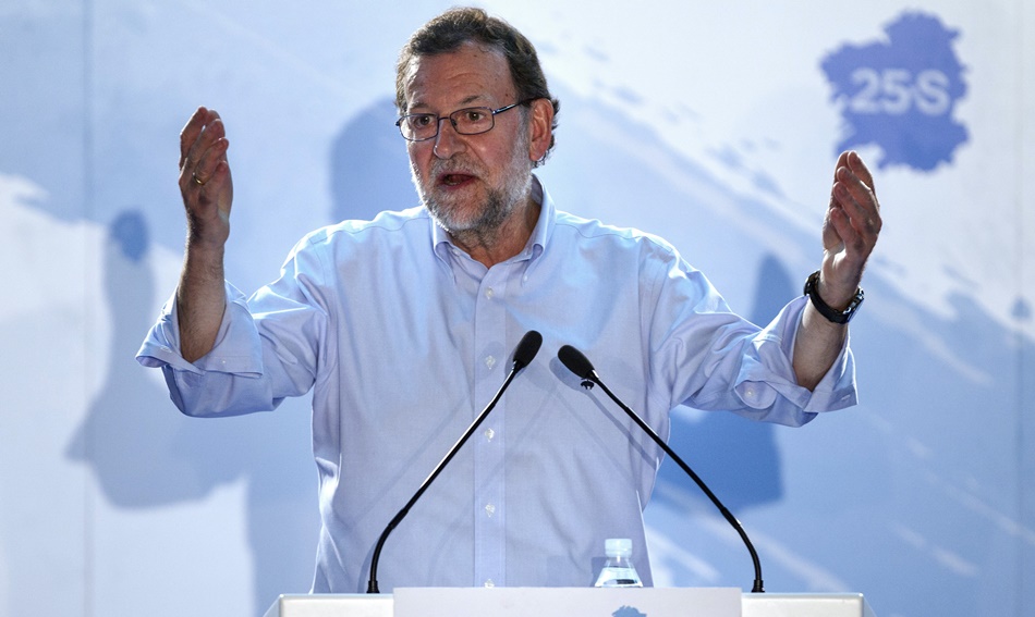 Mariano Rajoy durante un acto de esta campaña electoral en Galicia. 