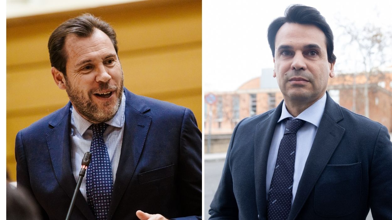 El ministro de Transportes y Movilidad Sostenible, Óscar Puente y la pareja de la presidenta de la Comunidad de Madrid, Alberto González Amador. EP.