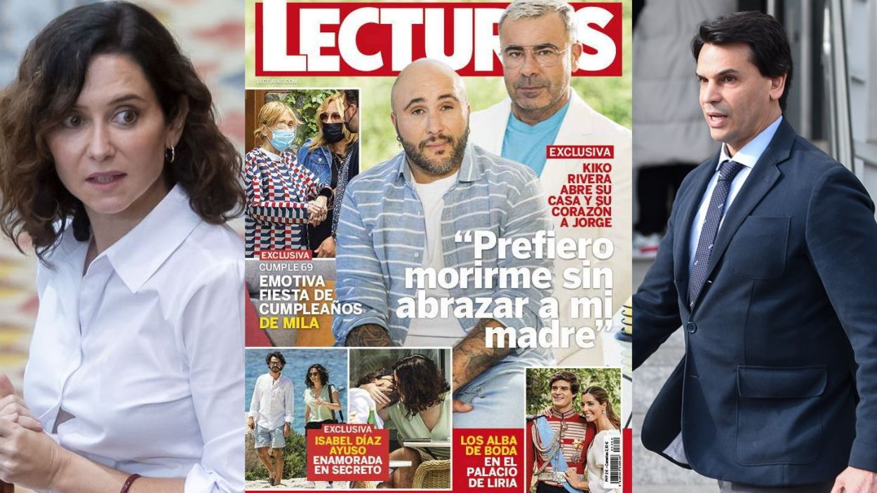 Isabel Díaz Ayuso, Alberto González Amador y la portada de la revista 'Lecturas' en la que aparecen