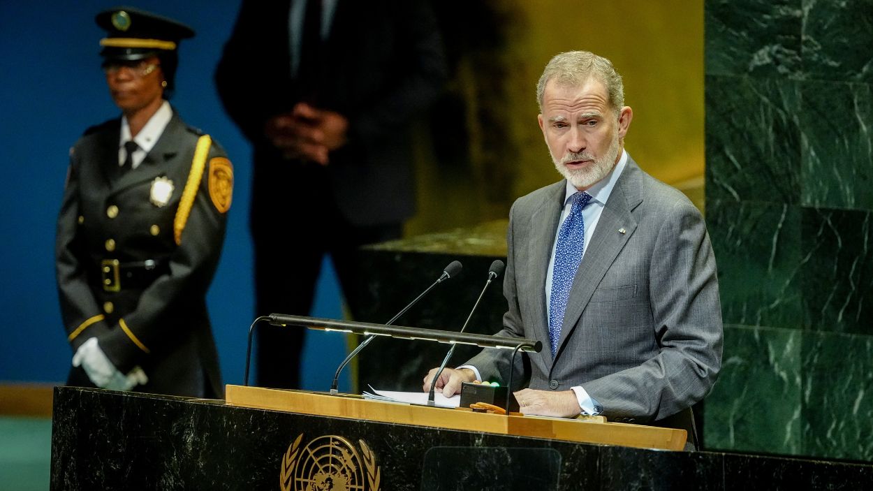 El rey Felipe VI en su intervención en la Asamblea General de la ONU. EP.
