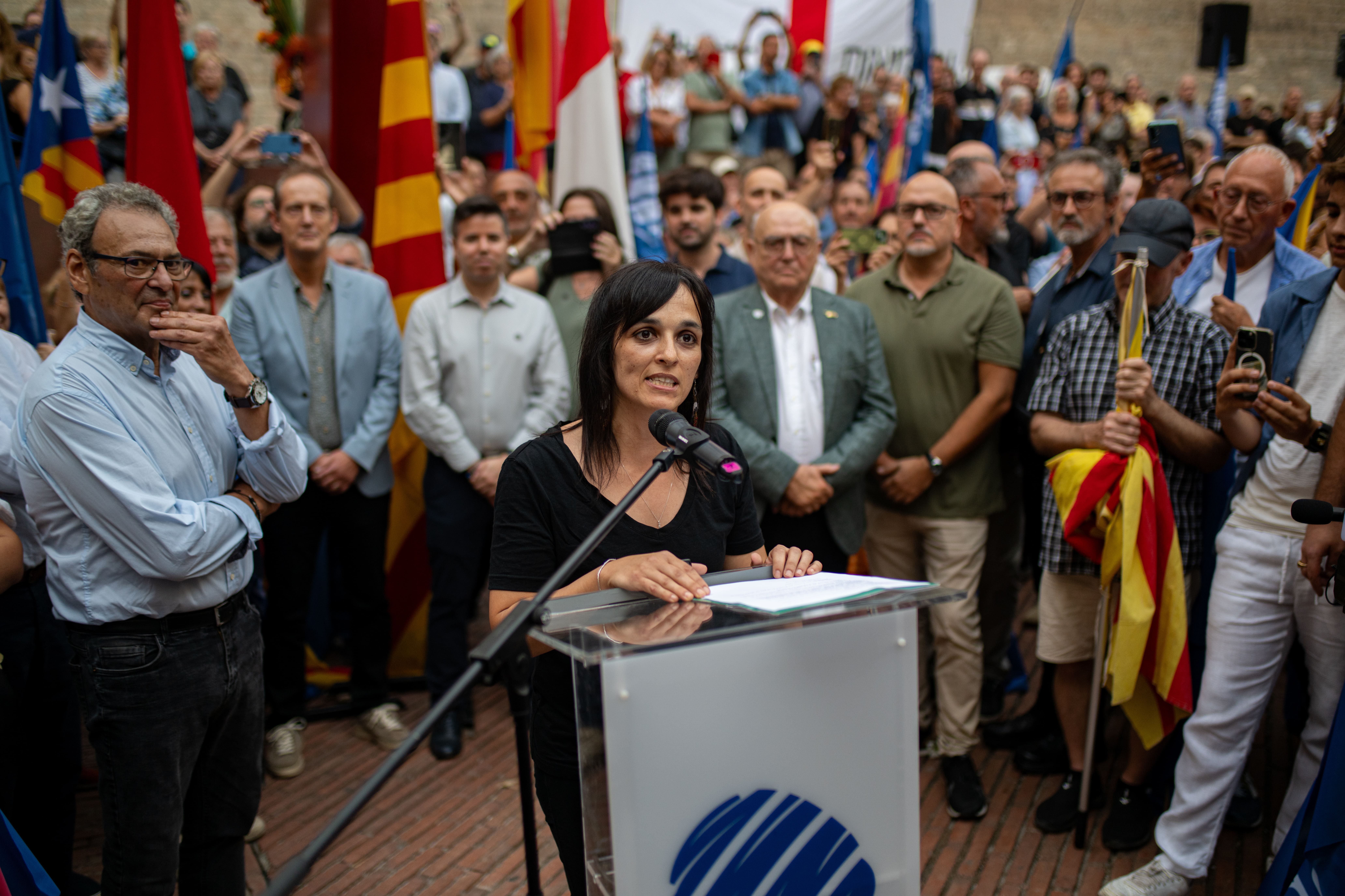 La líder Aliança Catalana, Silvia Orriols, durante un acto con motivo de la Diada en Barcelona. Lorena Sopena / EP