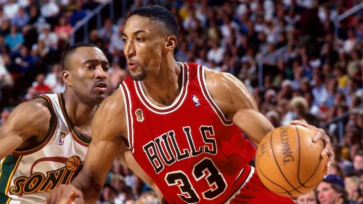 El exjugador de baloncesto, Scottie Pippen, durante un partido de NBA. NBA