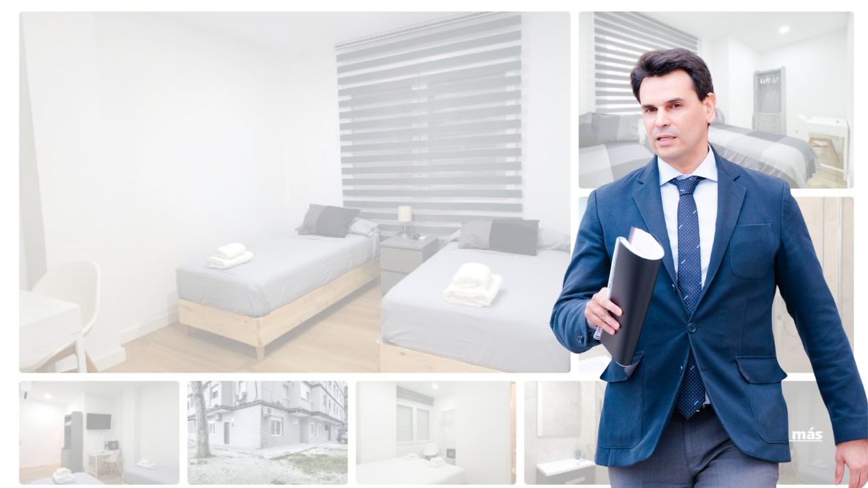 Estos son las habitaciones que el novio de Ayuso alquila a través de October Twelve. Montaje de elaboración propia.
