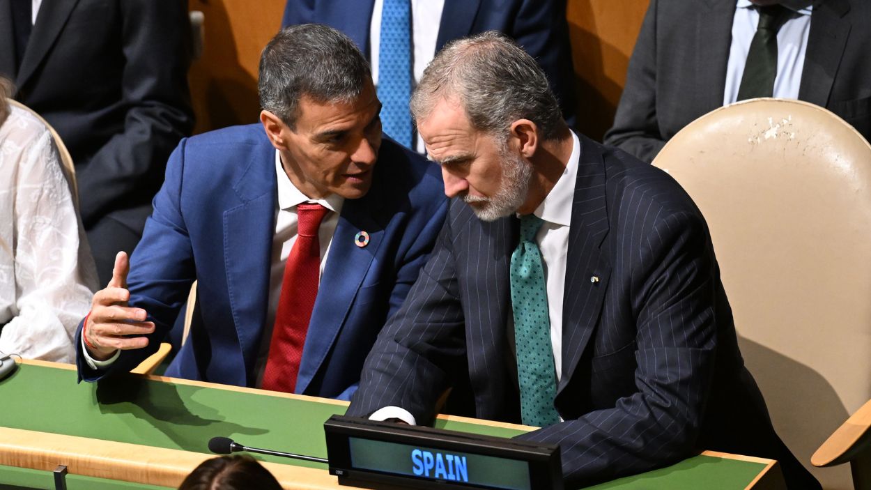 El presidente del Gobierno, Pedro Sánchez, y el rey Felipe VI en la Asamblea General de la ONU. EP.