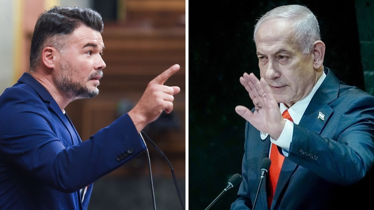 Fotomontaje de Gabriel Rufián y Benjamín Netanyahu. Elaboración propia.