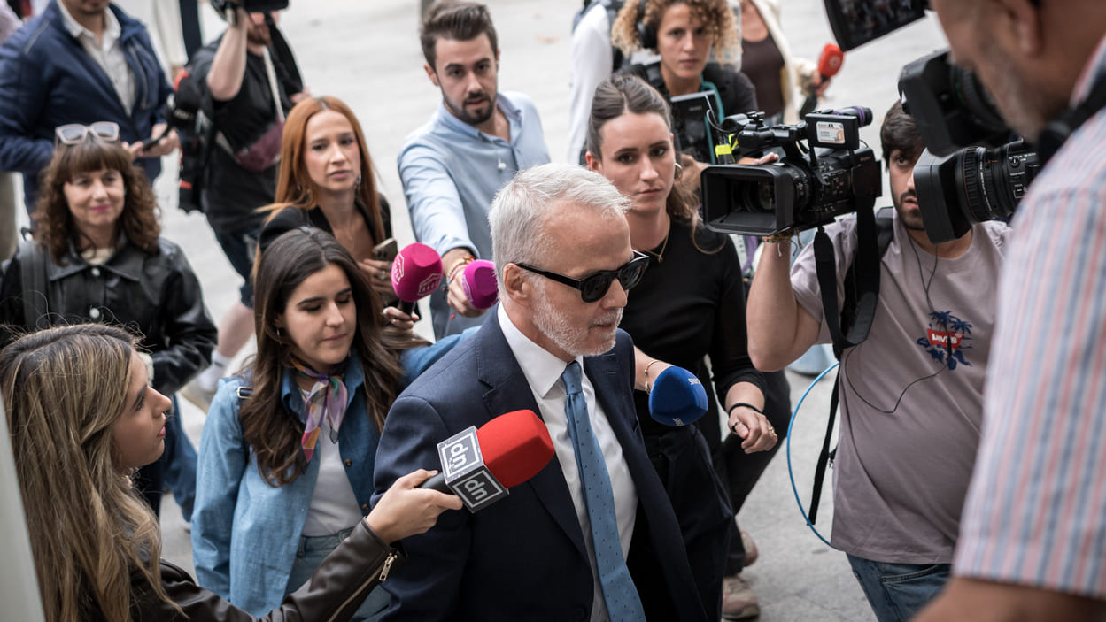 El abogado de Begoña Gómez, Antonio Camacho, a su llegada a declarar ante el juez Peinado en los Juzgados de Plaza de Castilla. EP.