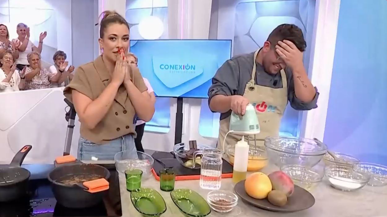 Sara Bravo y el chef Pedro Collado en 'Conexión Extremadura' (CANAL EXTREMADURA)
