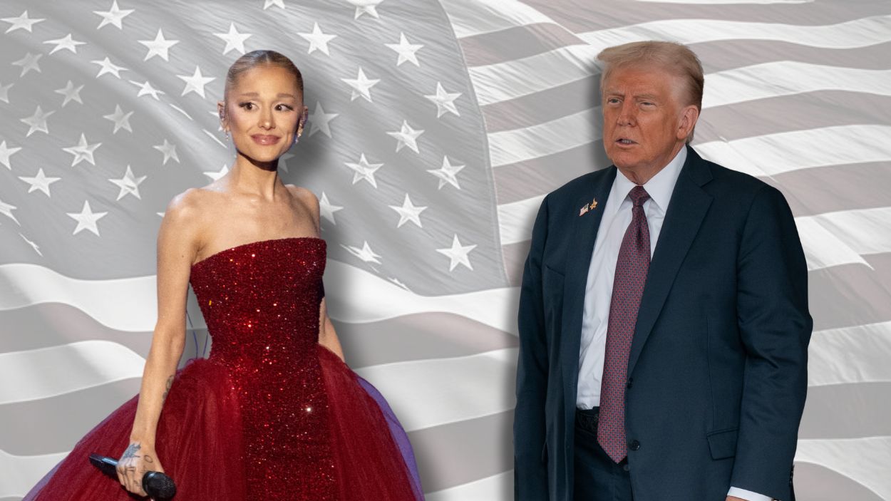 Fotomontaje. A la izquierda Ariana Grande y a la derecha Donald Trump.