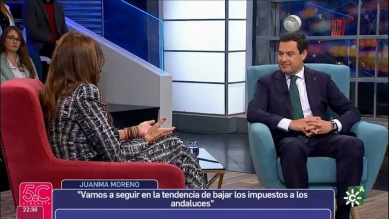Presidente de la Junta de Andalucía, Moreno Bonilla, entrevistado en Canal Sur