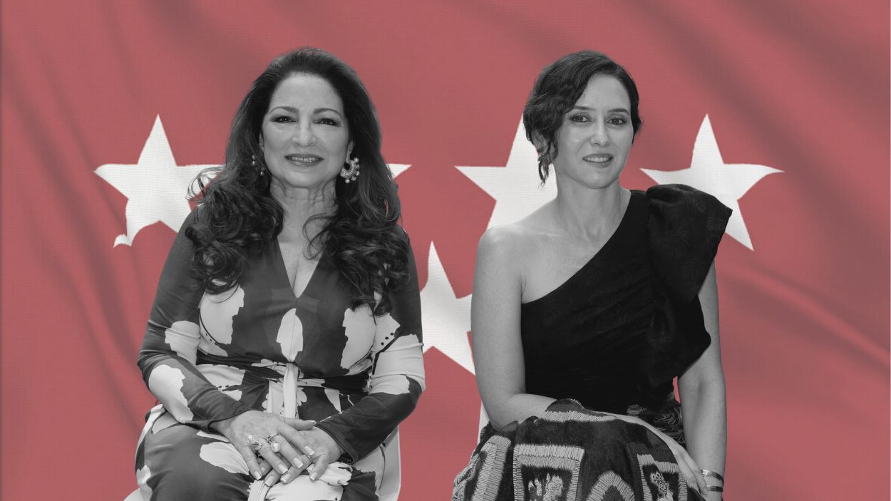 Fotomontaje. A la izquierda Gloria Estefan, a la derecha Isabel Díaz Ayuso.