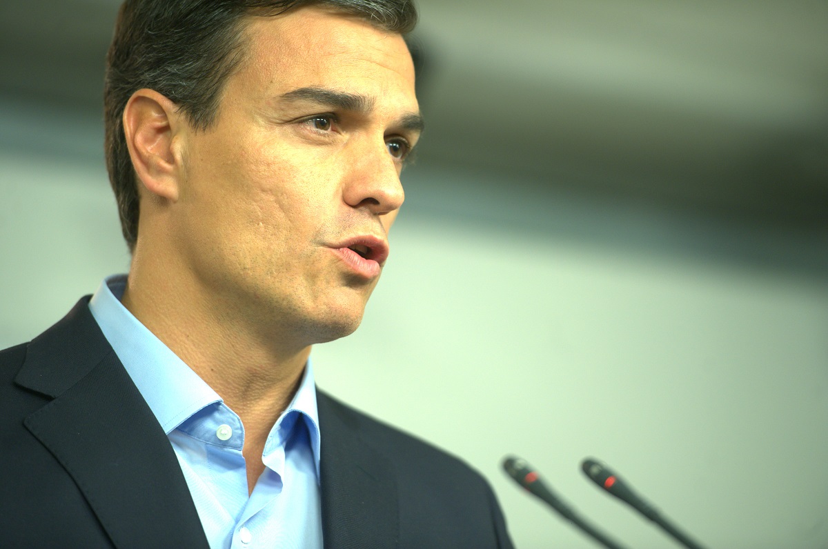 Pedro Sánchez durante la rueda de prensa donde anuncia primarias