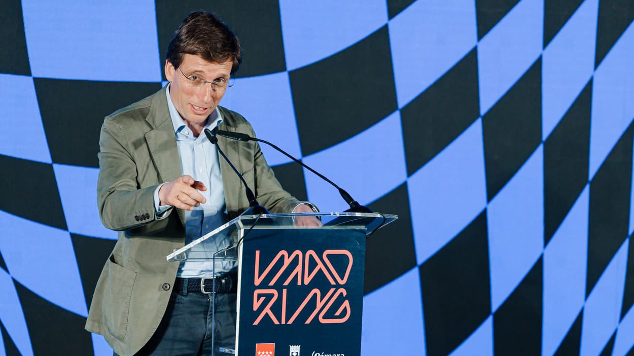 El alcalde de Madrid, José Luis Martínez Almeida, durante la presentación del circuito de Fórmula 1 Madring, en IFEMA Madrid. EP.