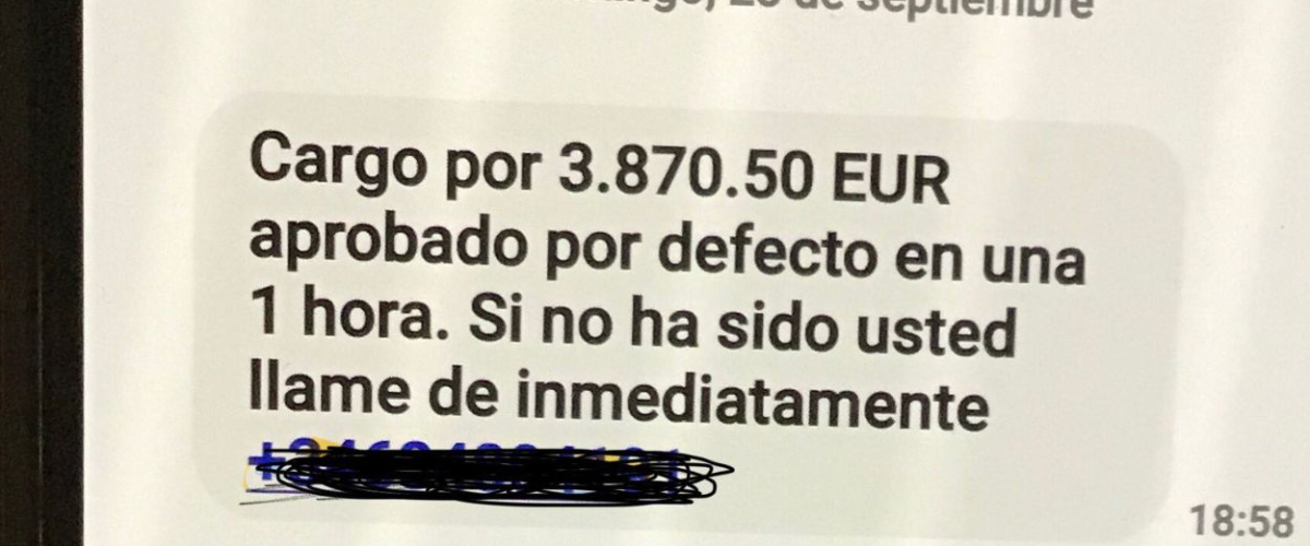 El nuevo mensaje con el que intentan estafarte: "Cargo de 'X' euros, si no lo reconoce llame a..."