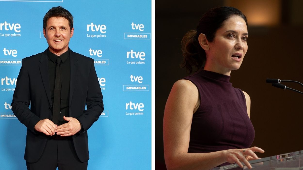 El periodista Jesús Cintora y la presidenta de la Comunidad de Madrid, Isabel Díaz Ayuso.