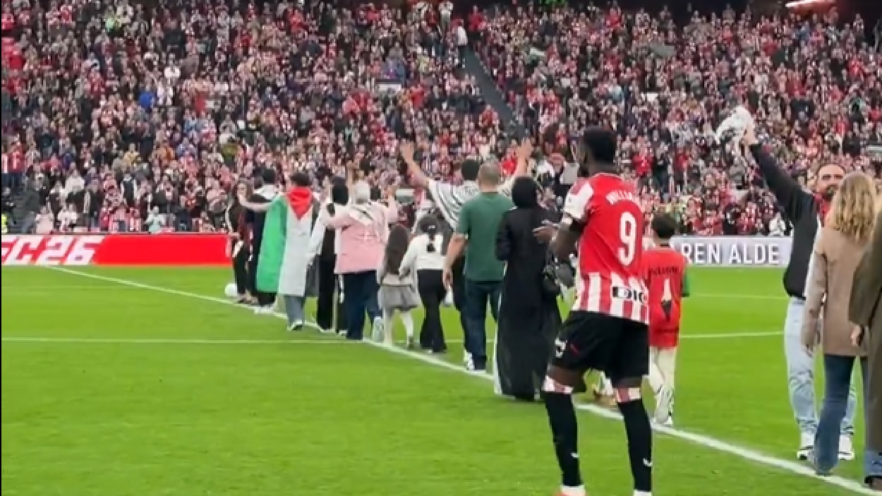 La ovación de San Mamés en el homenaje del Athletic Club a Palestina que LaLiga decidió no emitir.