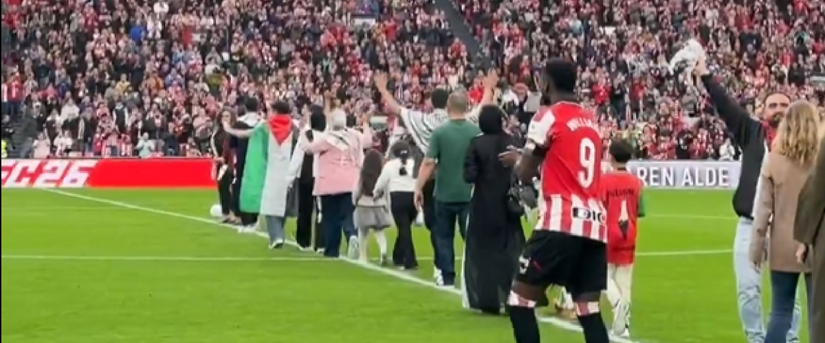 La ovación de San Mamés en el homenaje del Athletic Club a Palestina que LaLiga decidió no emitir