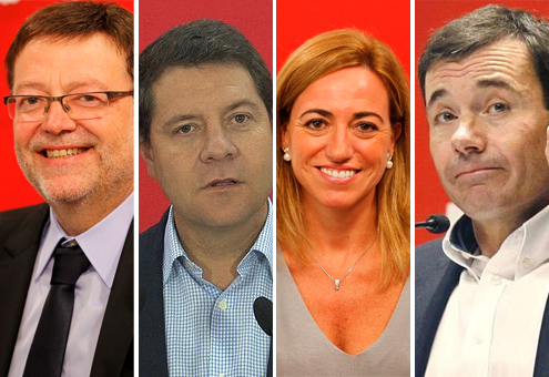 Los socialistas Ximo Puig, emiliano García-Page, Carme Chacón y Tomás Gómez