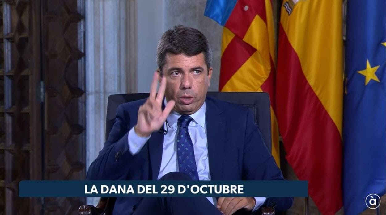 El presidente de la Comunidad Valenciana, Carlos Mazón, en la entrevista concendida a À Punt. À Punt.