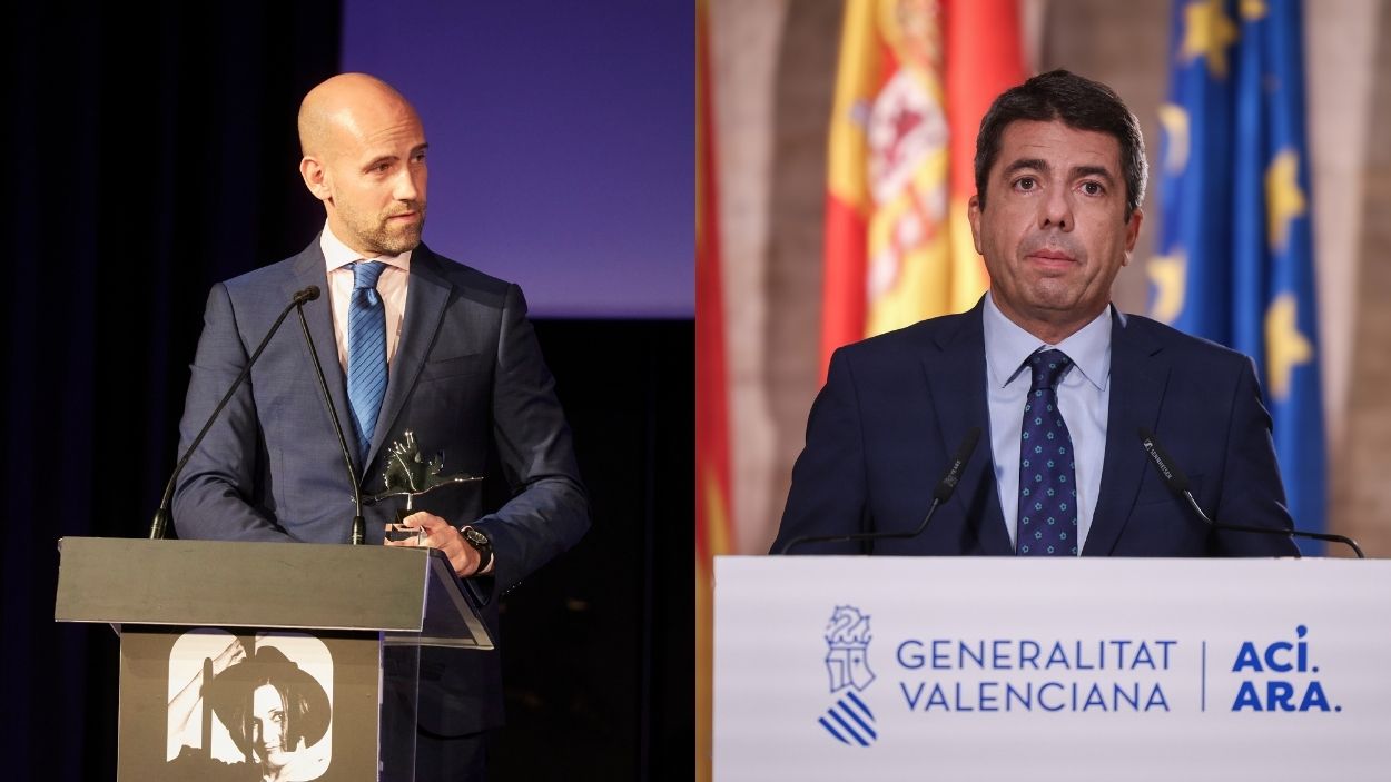 El periodista, Gonzalo Miró y el 'president' Carlos Mazón. EP.