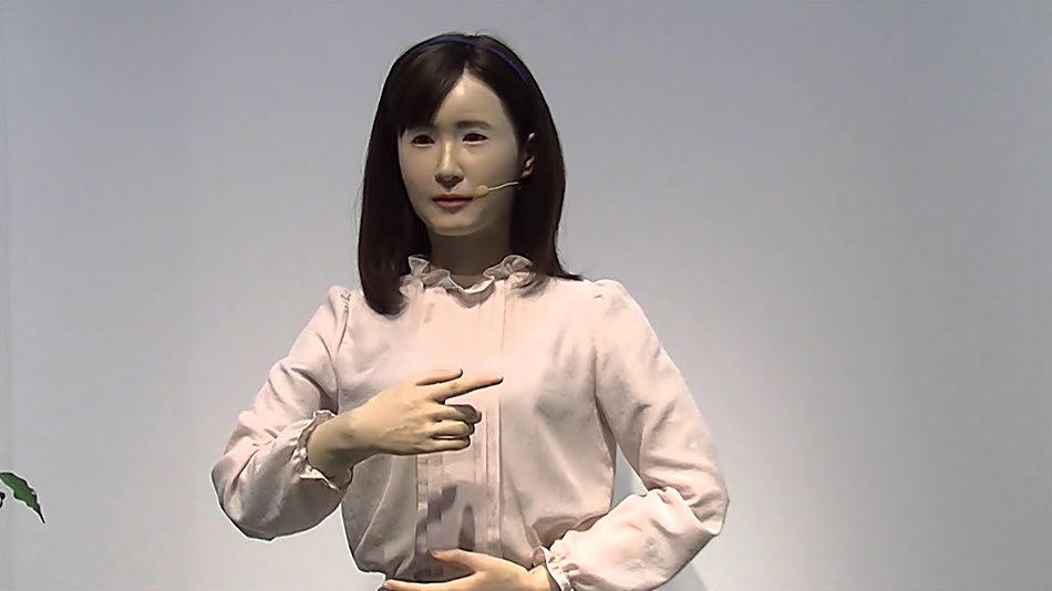 Imagen de Ms. Aiko Chihira, el proyecto de robot humanoide de Toshiba que en sus primeras versiones hablaba con lenguaje de signos. 