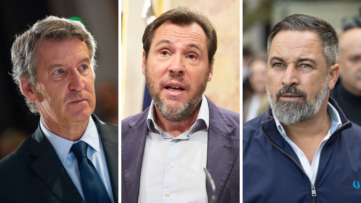 Fotomontaje de Alberto Núñez Feijóo, Óscar Puente y Santiago Abascal. Elaboración propia.