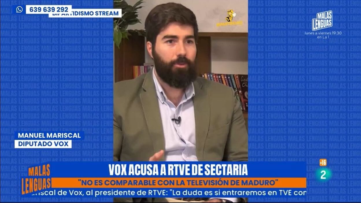 El diputado de Vox Manuel Mariscal en 'Malas Lenguas'. RTVE.