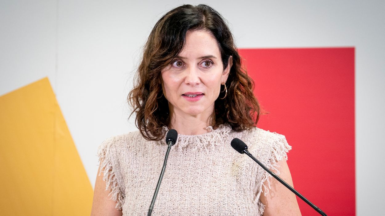 La presidenta de la Comunidad de Madrid, Isabel Díaz Ayuso, durante una comparecencia. EP.