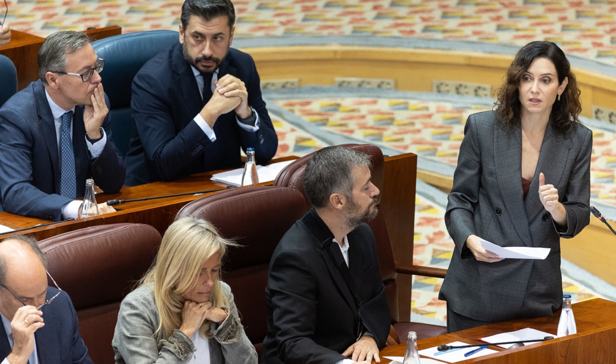 La presidenta de la Comunidad de Madrid, Isabel Díaz Ayuso, en la Asamblea de la región