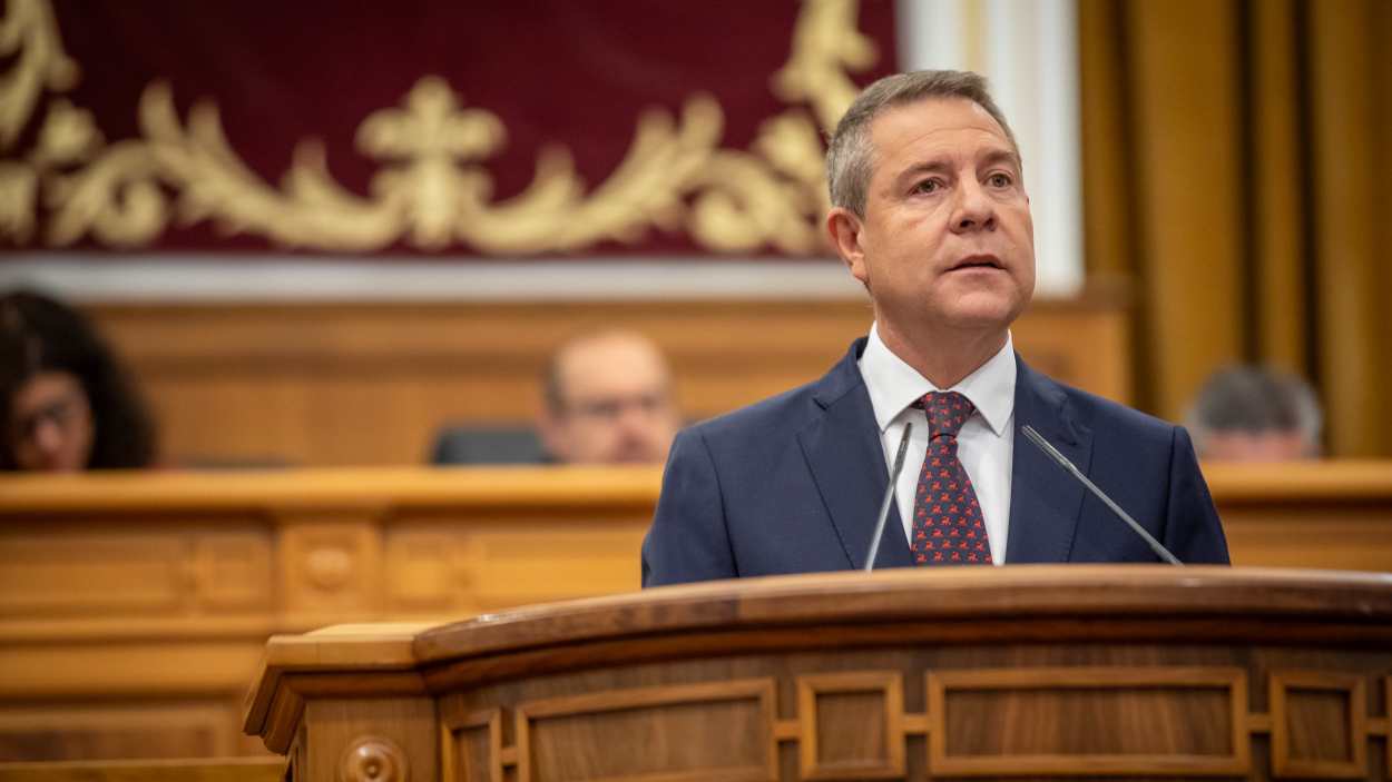 El presidente de Castilla-La Mancha, Emiliano García-Page, durante el Debate sobre el Estado de la Región. JCCM.
