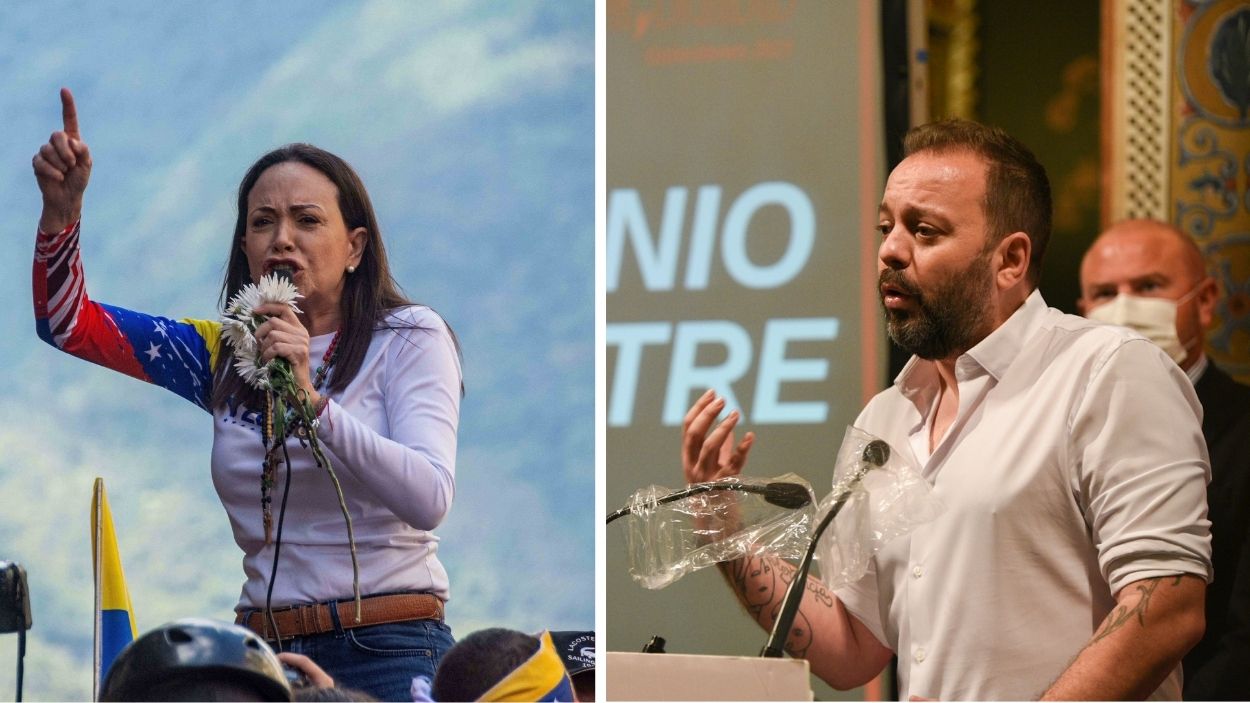 La líder opositora venezolana María Corina Machado y el periodista Antonio Maestre. EP.