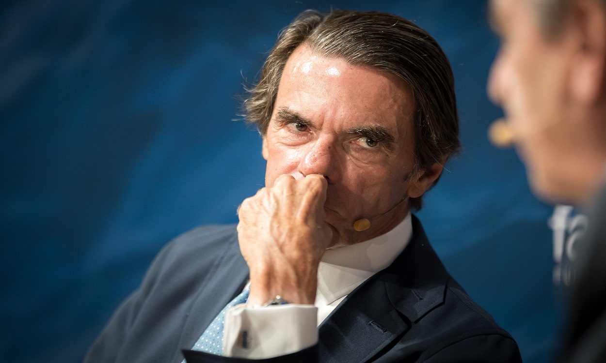 El expresidente del Gobierno, José María Aznar, durante la presentación de FAES 2025. EP.