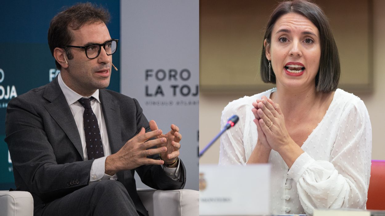 El ministro de Economía, Carlos Cuerpo, y la eurodiputada de Podemos, Irene Montero