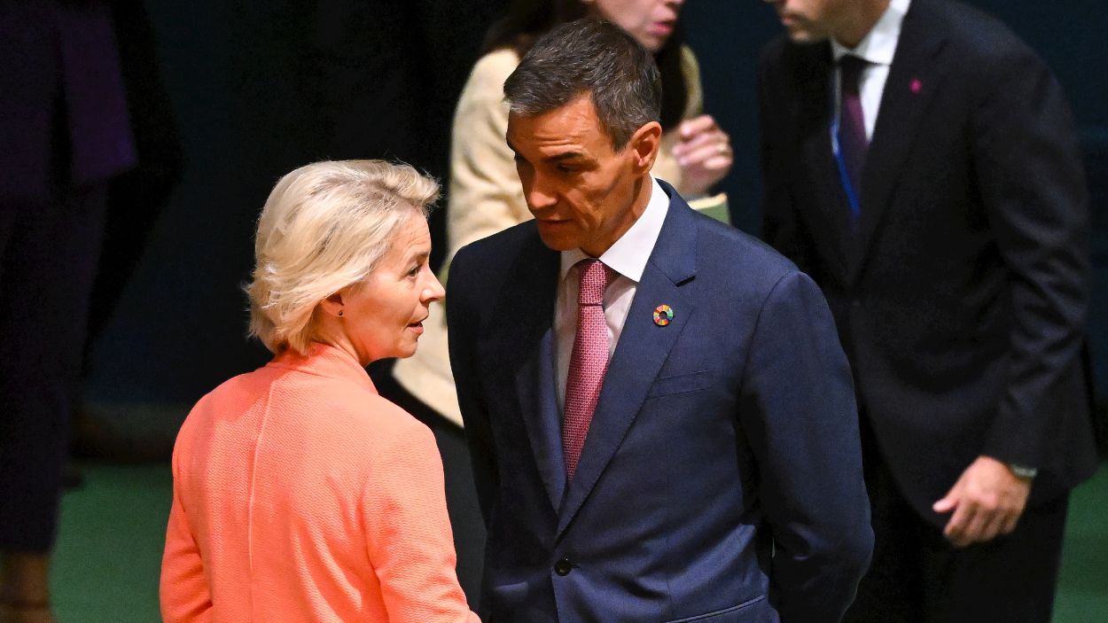 La presidenta de la Comisión Europea, Ursula Von der Leyen, y el presidente de España, Pedro Sánchez, en la Asamblea General de la ONU. EP.