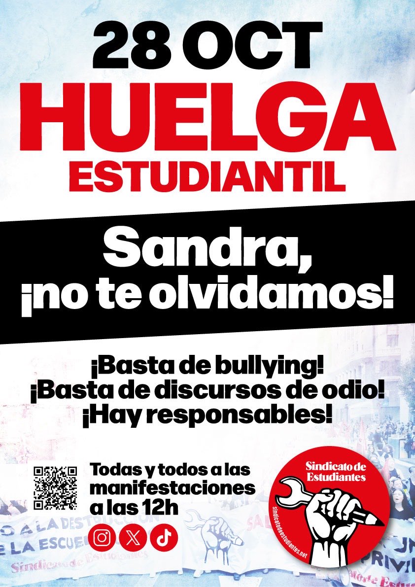 Cartel de las manifestaciones por la muerte de Sandra.