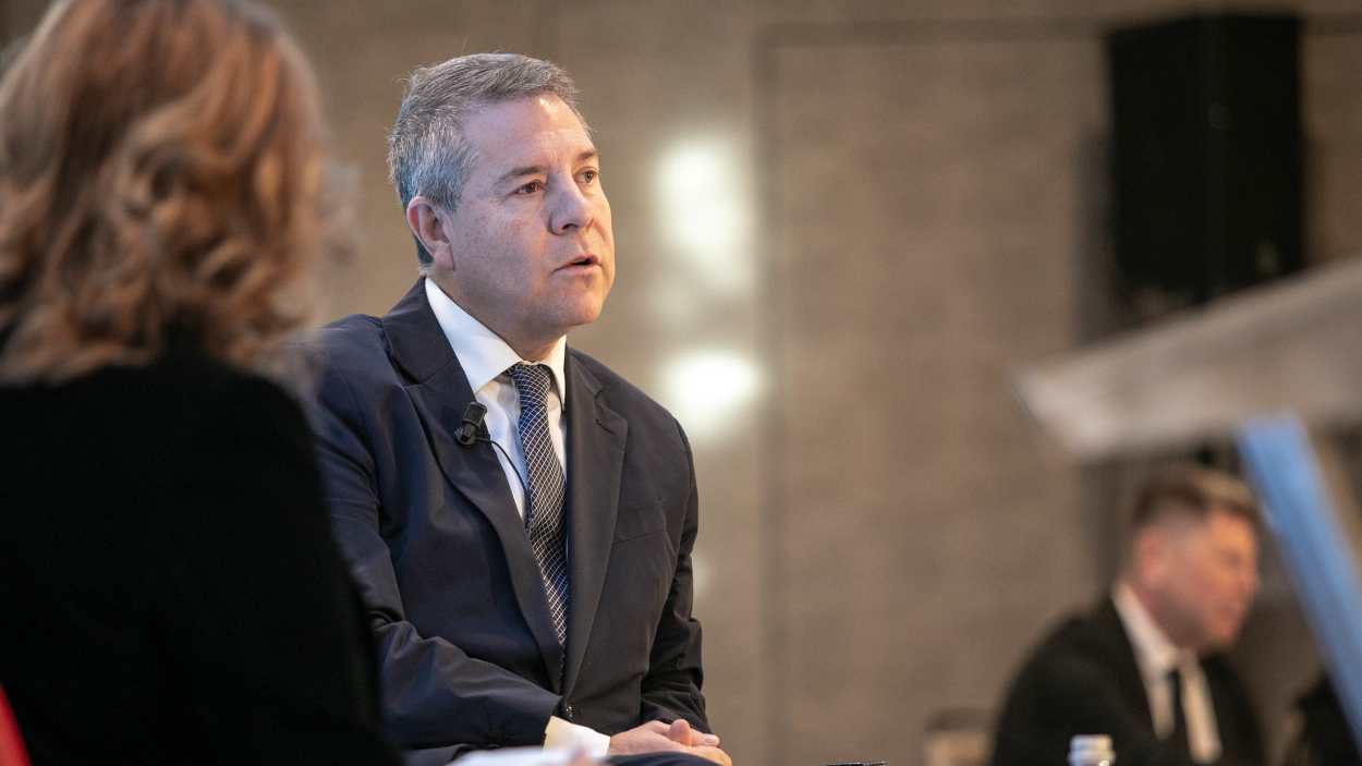 El presidente de Castilla-La Mancha durante un desayuno informativo este miércoles. JCCM.