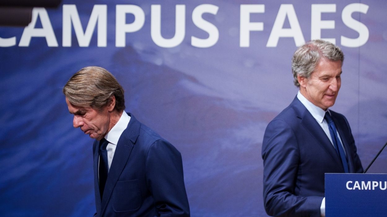 El expresidente del Gobierno, José María Aznar, y el presidente del PP, ALberto Núñez Feijó. EP. El expresidente del Gobierno, José María Aznar, y el presidente del PP, ALberto Núñez Feijó. EP.