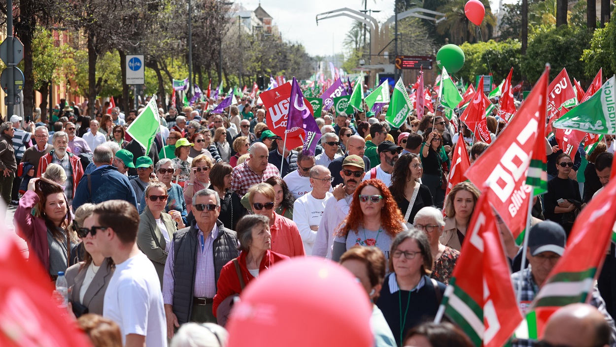 Imagen de archivo de una manifestación en Sevilla en defensa de la Sanidad Pública el 5 de abril de 2025. EP Imagen de archivo de una manifestación en Sevilla en defensa de la Sanidad Pública el 5 de abril de 2025. EP
