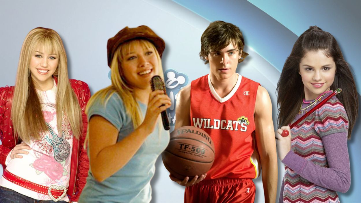 Miley Cyrus, Hilary Duff, Zac Efron, Selena Gomez. Fotomontaje. Miley Cyrus, Hilary Duff, Zac Efron, Selena Gomez. Fotomontaje.