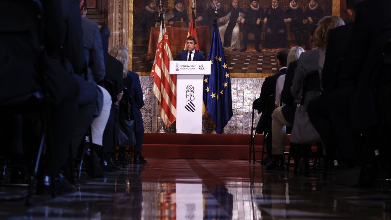 Declaración institucional del 'president' de la Generalitat, Carlos Mazón, en el aniversario del día de la dana. EP Declaración institucional del 'president' de la Generalitat, Carlos Mazón, en el aniversario del día de la dana. EP