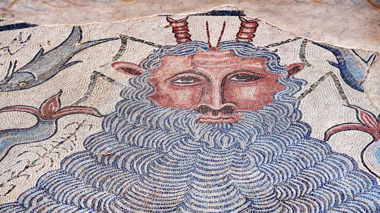 Mosaico ubicado en el Parque Arqueológico de Carranque, Toledo. Mosaico ubicado en el Parque Arqueológico de Carranque, Toledo.