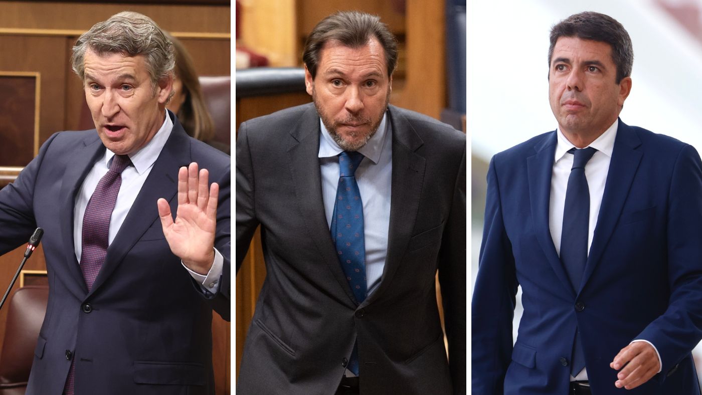 Fotomontaje de Alberto Núñez Feijóo, Óscar Puente y Carlos Mazón. Elaboración propia. Fotomontaje de Alberto Núñez Feijóo, Óscar Puente y Carlos Mazón. Elaboración propia.