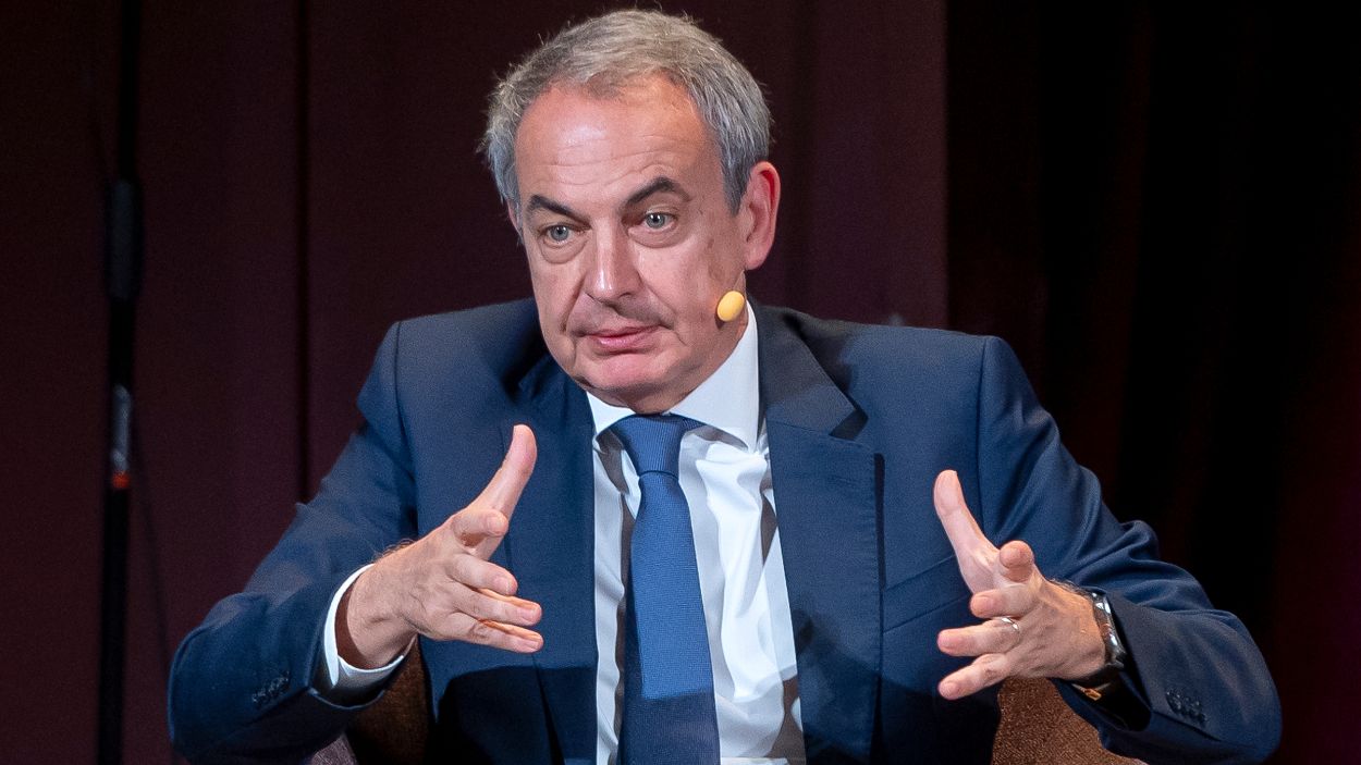 José Luis Rodríguez Zapatero durante su intervención en los desayunos del Ateneo de Madrid. EP.