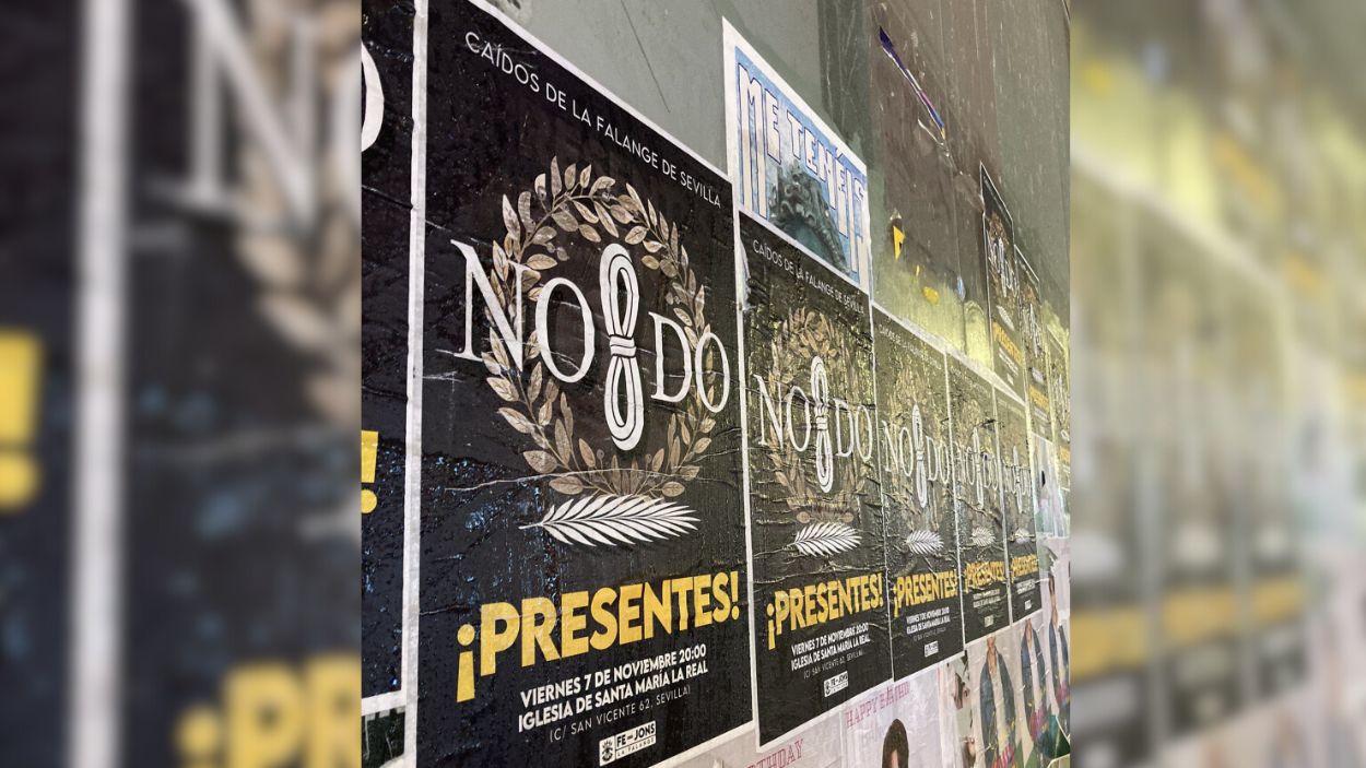 Cartel de Falange para un evento el viernes en Sevilla