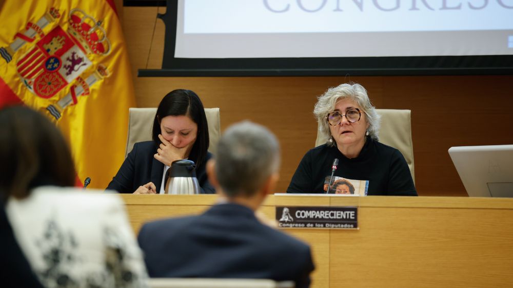María del Carmen Gil Sánchez, víctima de la DANA de Valencia, durante su comparecencia en la comisión de investigación en el Congreso de los Diputados. EP.