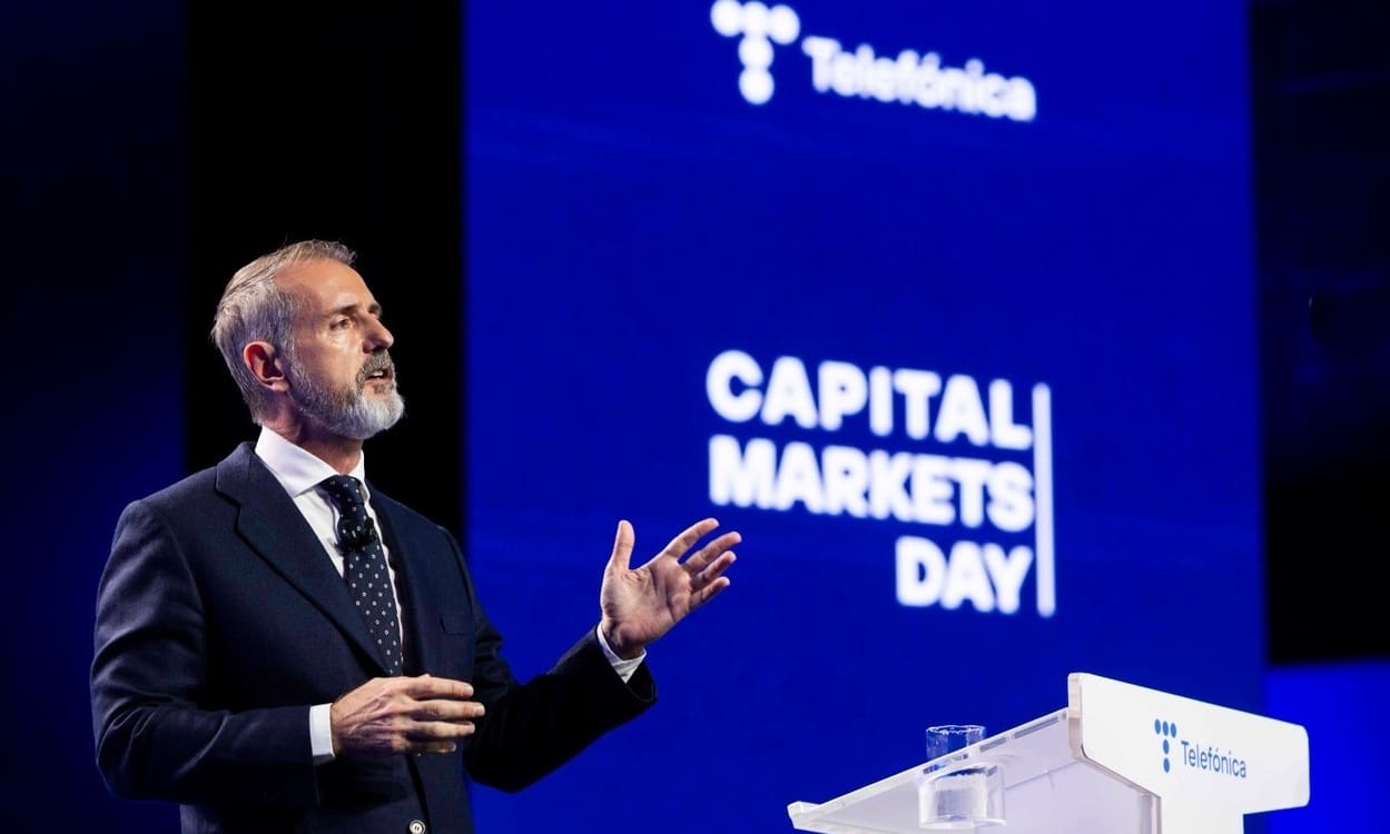 El presidente de Telefónica, Marc Murtra, durante la presentación del 'Día del inversor' de la compañía, a 4 de noviembre de 2025, en Madrid (España). TELEFÓNICA