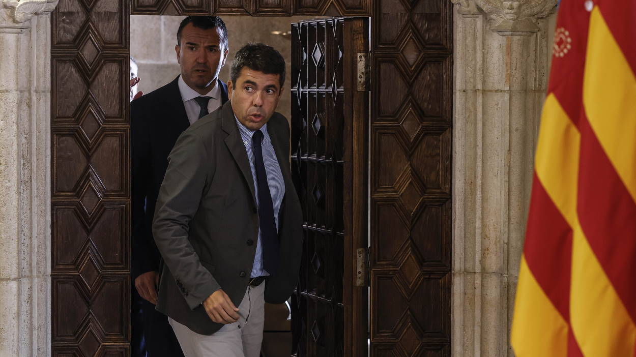 El president de la Generalitat Valenciana, Carlos Mazón, y el presidente de la Diputación de Valencia, Vicent Mompó. EP.