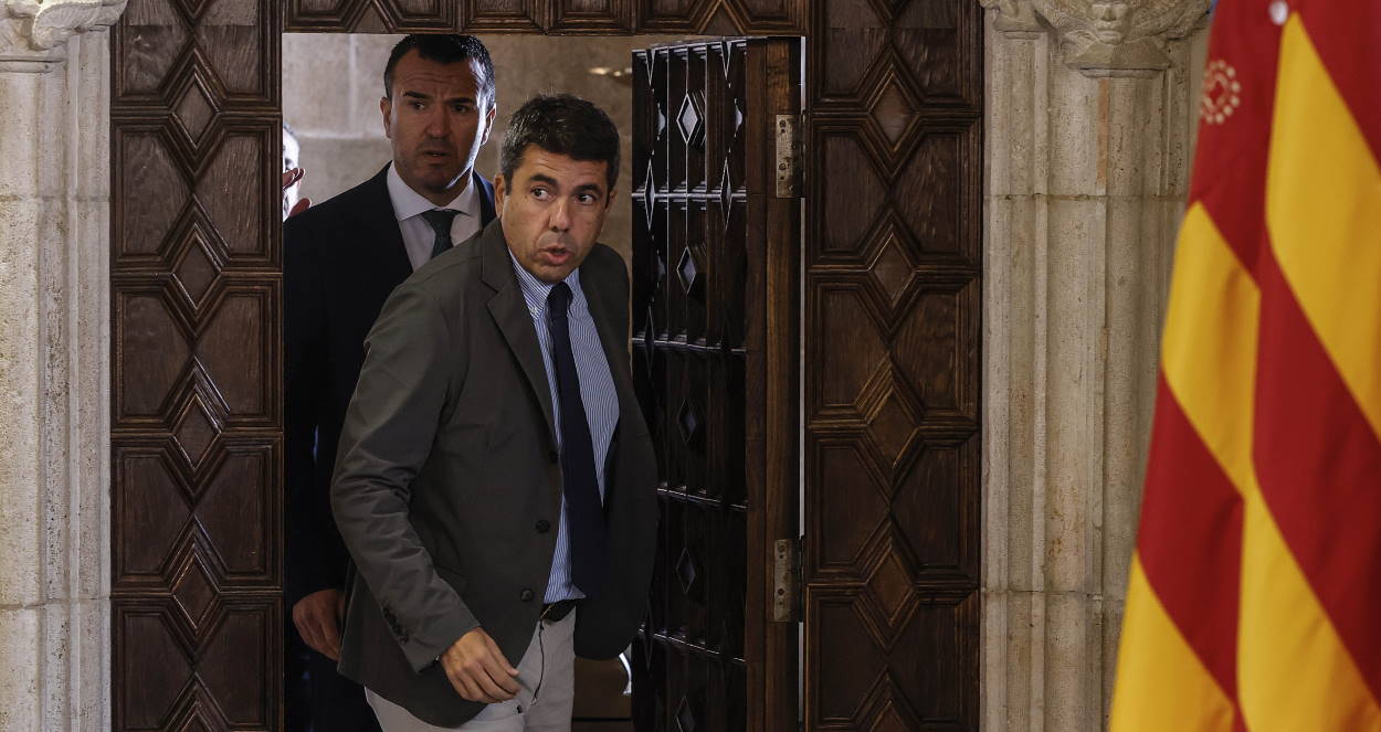 El president de la Generalitat Valenciana, Carlos Mazón, y el presidente de la Diputación de Valencia, Vicent Mompó. EP.