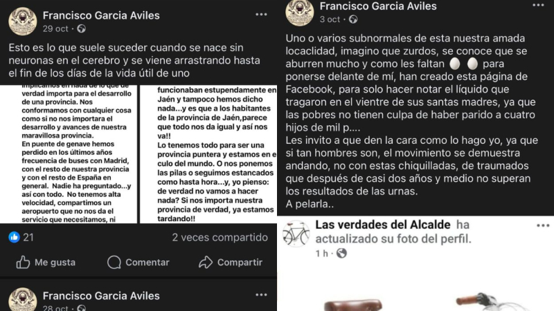 Mensajes de Francisco García Áviles, alcalde de Puente Génave, en Facebook Mensajes de Francisco García Áviles, alcalde de Puente Génave, en Facebook