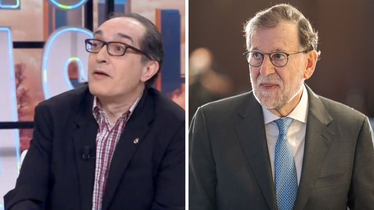 El periodista Miguel Villarroya y el ex presidente del Gobierno Mariano Rajoy.